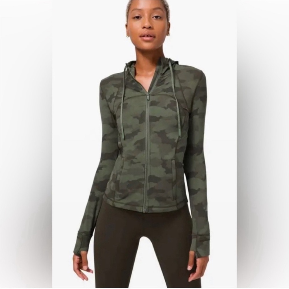 EUC Lululemon Hooded Define Jacket Heritage 365 Camo Green Twill Multi